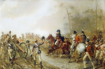  Militar Arte - El duque de Wellington en el camino a Quatre Bras Robert Alexander Hillingford escenas de batalla históricas Guerra militar